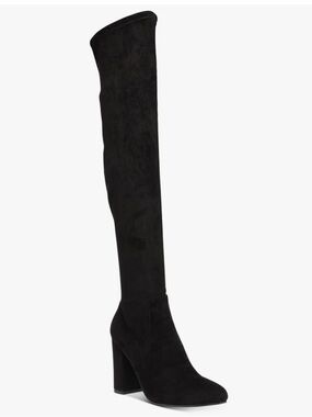 Wild Pair Bravy Over-The-Knee Stretch Boots  Black Micro Pointed Toe Heel Sz 10